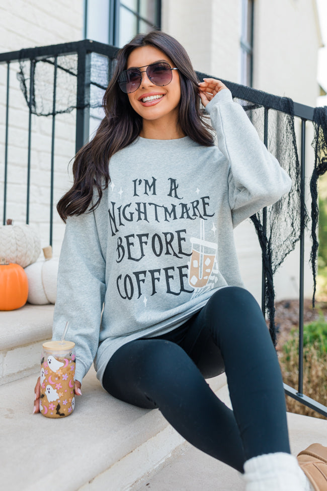 I'm A Nightmare Before Coffee Light Grey Graphic Sweatshirt
