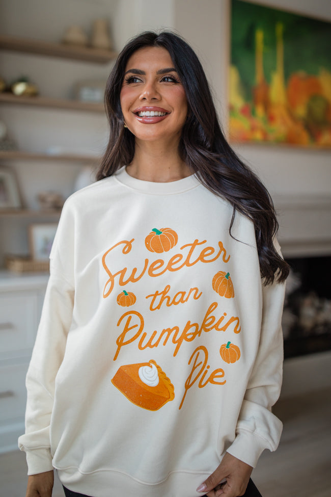 Sweeter Than Pumpkin Pie Cream Graphic Sweatshirt