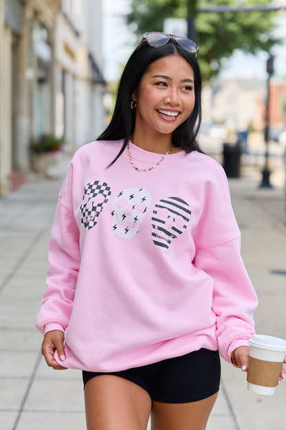 Skulls Trio Light Pink Graphic Sweatshirt
