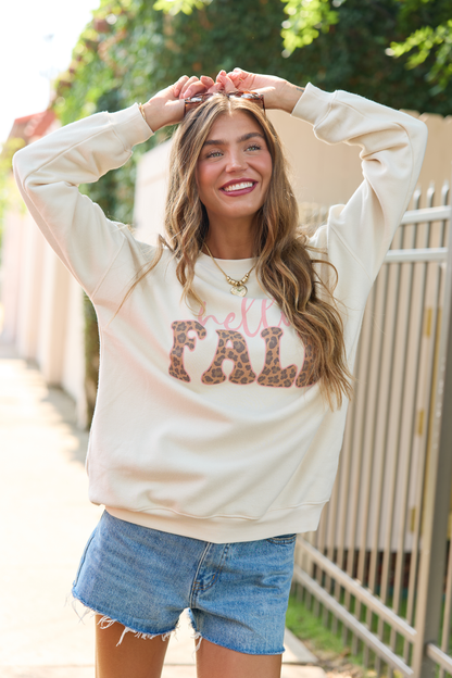 Hello Fall Cream Graphic Sweatshirt