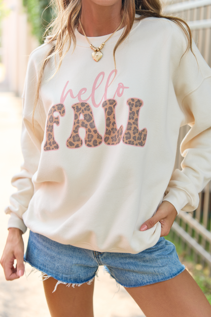Hello Fall Cream Graphic Sweatshirt