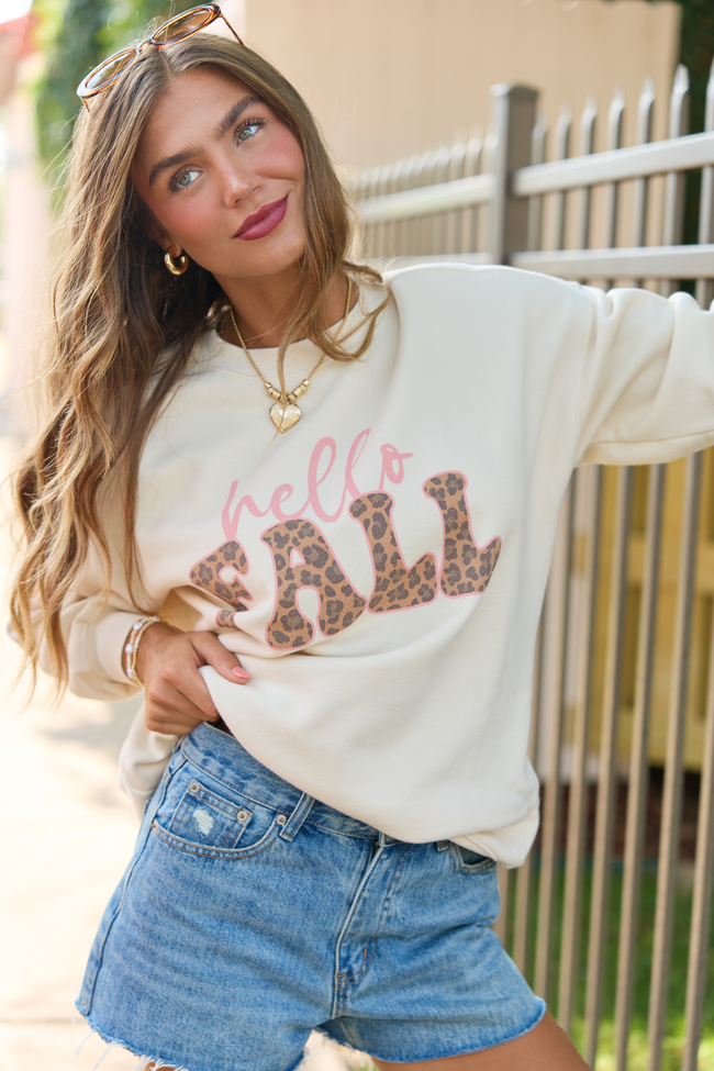 Hello Fall Cream Graphic Sweatshirt