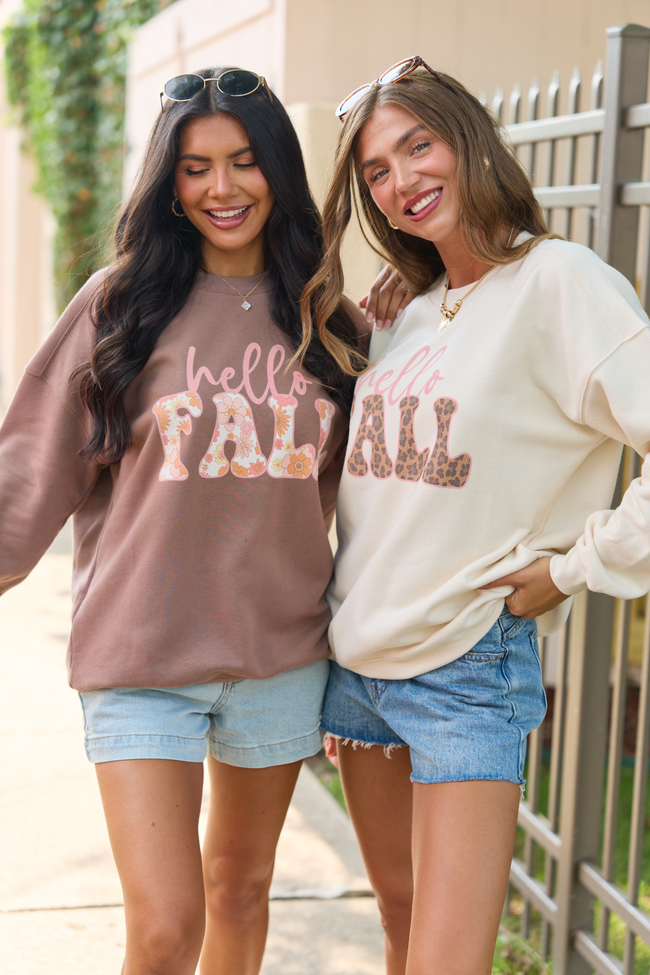 Hello Fall Cream Graphic Sweatshirt