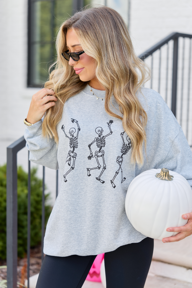 Skeletons Dancing Grey Graphic Sweatshirt