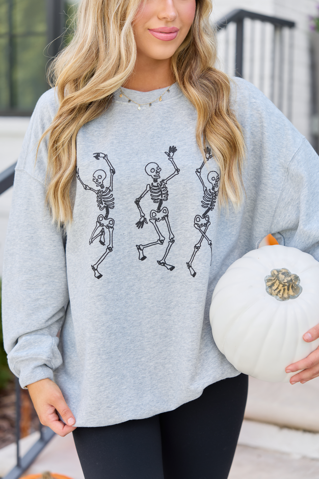 Skeletons Dancing Grey Graphic Sweatshirt