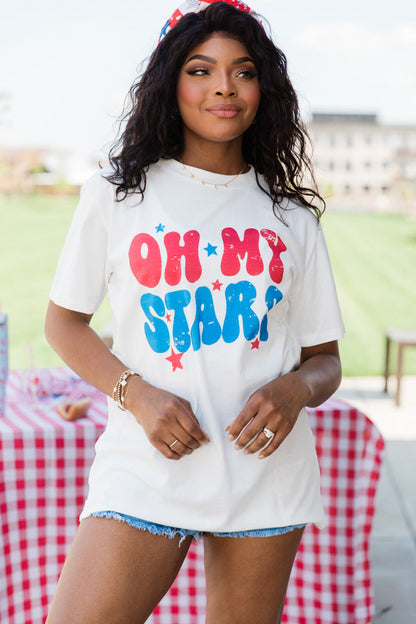 Oh My Stars White Comfort Colors Graphic Tee