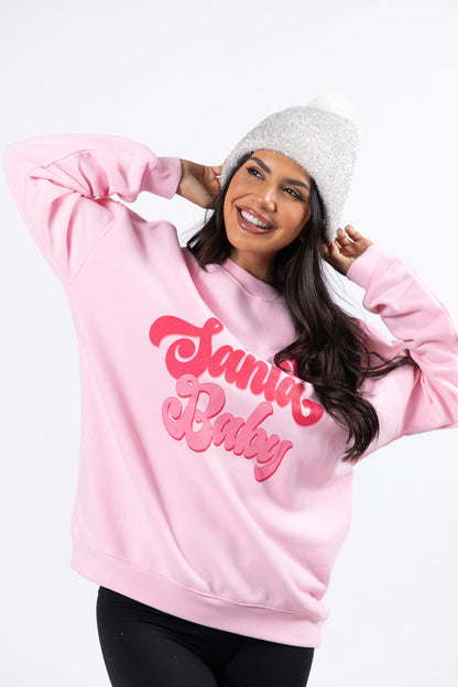 Santa Baby Light Pink Graphic Sweatshirt