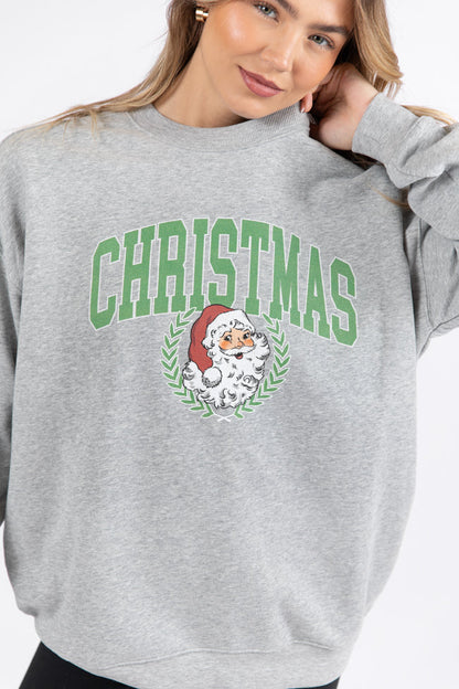 Christmas Santa Light Grey Graphic Sweatshirt
