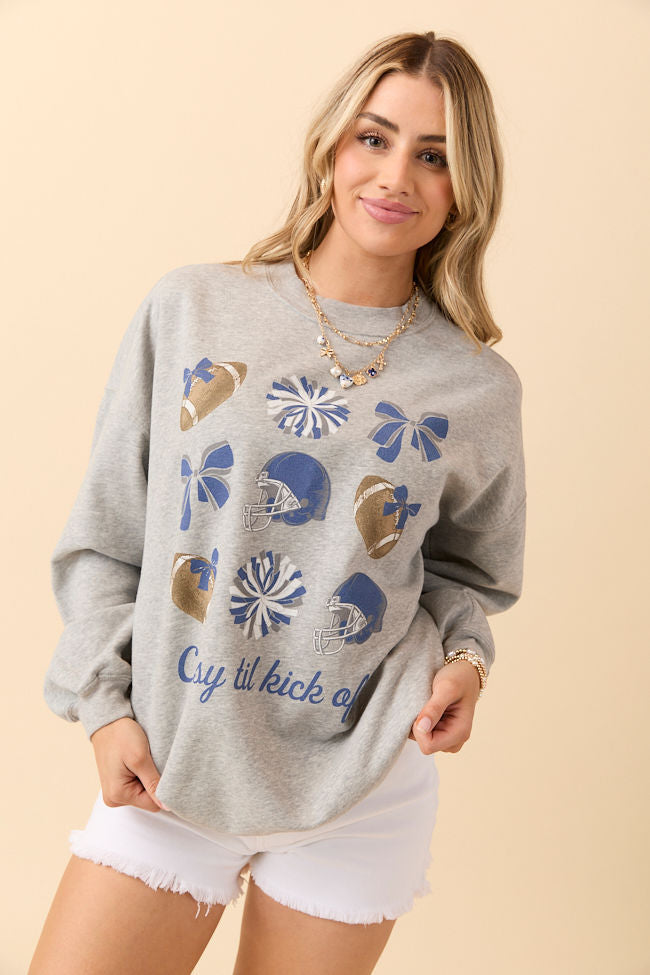 Classy Til Kickoff Light Grey Graphic Sweatshirt