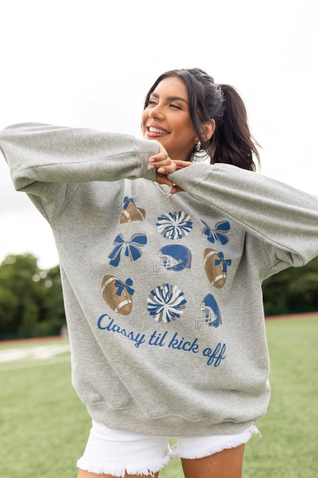 Classy Til Kickoff Light Grey Graphic Sweatshirt