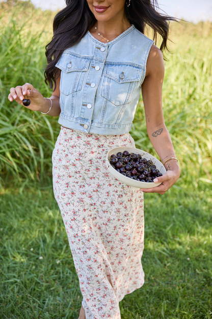 Anna Light Wash Denim Vest
