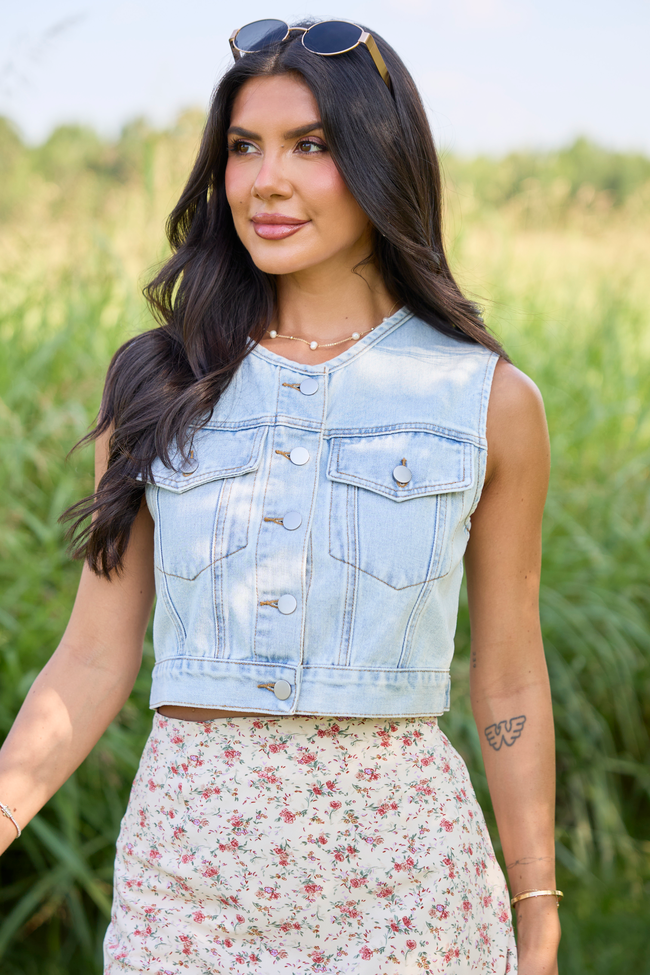 Anna Light Wash Denim Vest
