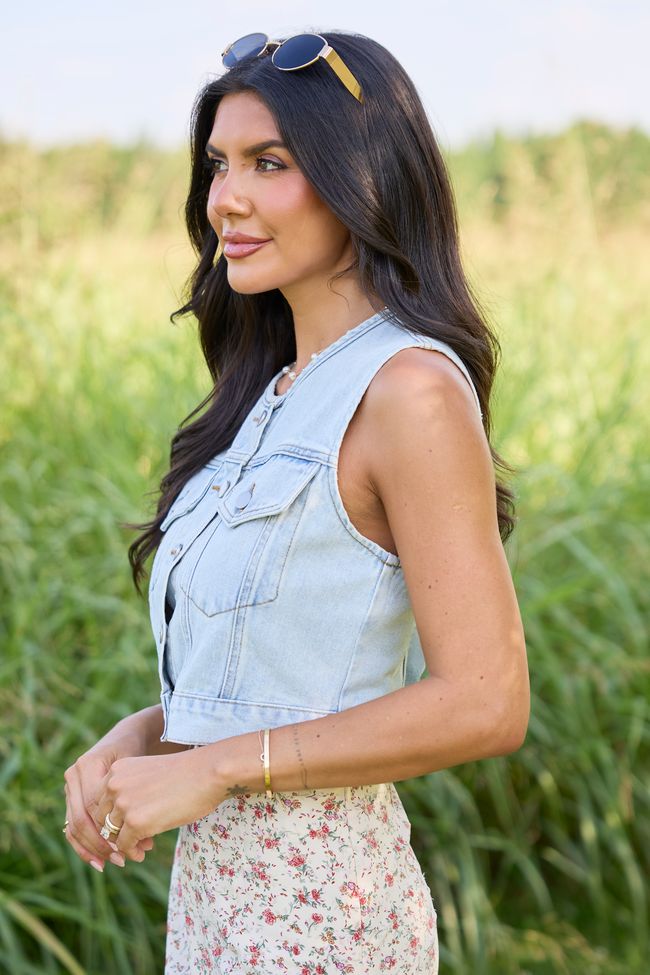 Anna Light Wash Denim Vest