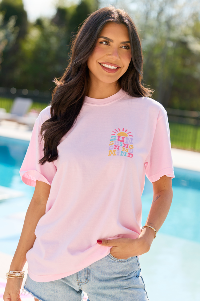 Sunshine On My Mind Light Pink Comfort Colors Graphic Tee