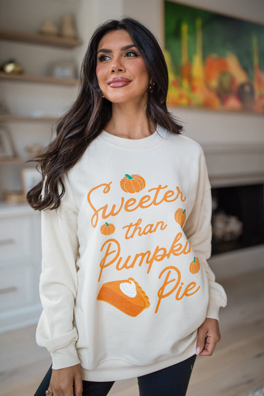 Sweeter Than Pumpkin Pie Cream Graphic Sweatshirt