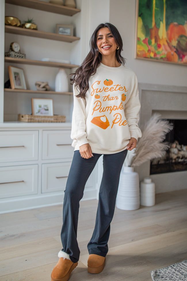 Sweeter Than Pumpkin Pie Cream Graphic Sweatshirt