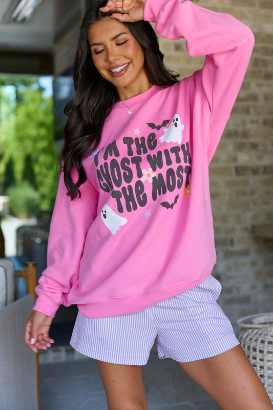 I'm The Ghost With The Most Pink Graphic Sweatshirt