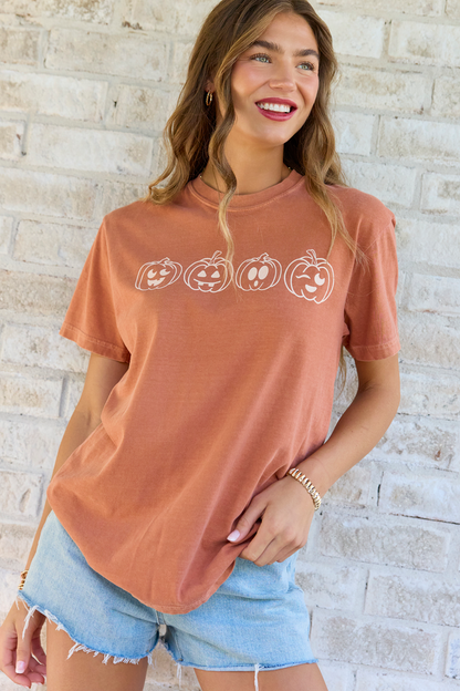 Pumpkin Faces Rust Graphic Tee