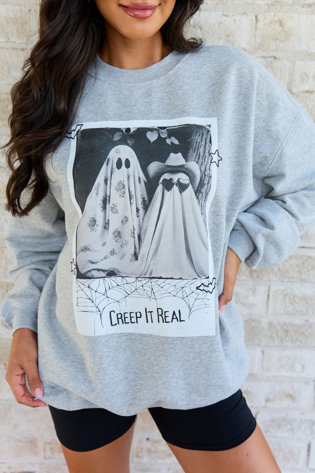 Creep It Real Light Grey Graphic Sweatshirt